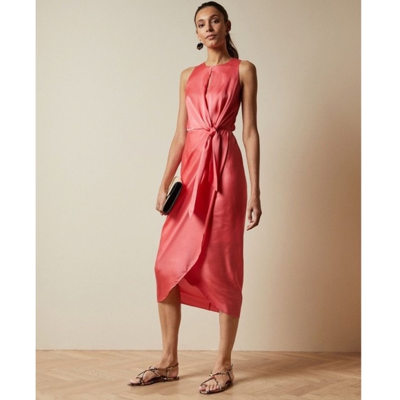 Ted Baker Pohshan Keyhole Wrap Midi Dress in Pink - Picture 9 of 9